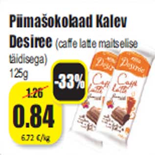 Allahindlus - Piimašokolaad Kalev Desiree(caffe latte maitselise täidisega) 125g