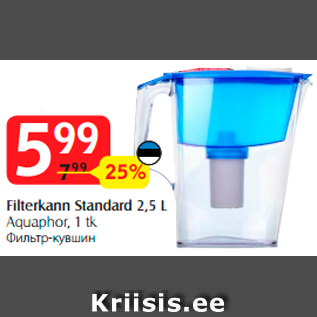 Allahindlus - Filterkann Standard 2,5 L