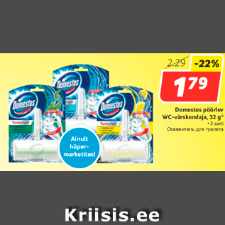 Allahindlus - Domestos pöörlev WC-värskendaja, 32 g*