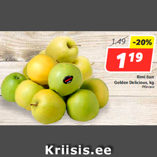 Allahindlus - Rimi õun Golden Delicious, kg