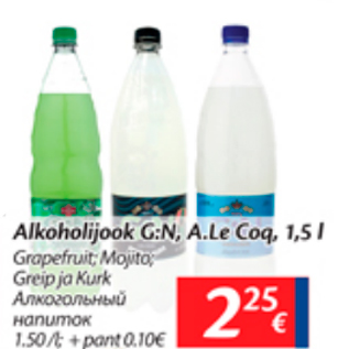 Allahindlus - Alkoholijook G:N, A.Le Coq, 1,5 L