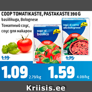 Allahindlus - COOP TOMATIKASTE, PASTAKASTE 390 G