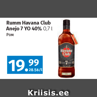 Allahindlus - Rumm Havana Club Anejo 7 YO 40% 0,7 l