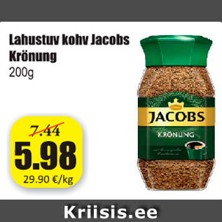 Allahindlus - Lahustuv kohv Jacobs Krönung 200 g