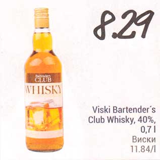 Allahindlus - Viski Bartender`s Club Whisky