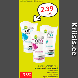 Allahindlus - Garnier Women Neo kreemdeodorant, 40 ml