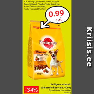 Allahindlus - Pedigree kuivtoit väikestele koertele, 400 g