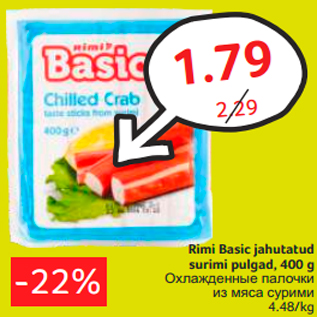 Allahindlus - Rimi Basic jahutatud surimi pulgad, 400 g