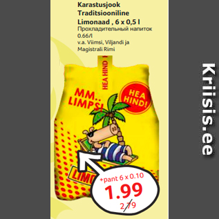 Allahindlus - Karastusjook Traditsiooniline Limonaad , 6 x 0,5 l