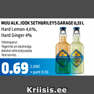 Allahindlus - MUU ALK. JOOK SETH&RILEYS GARAGE 0,33 l