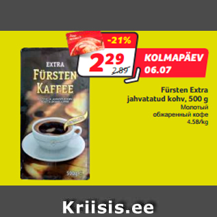 Allahindlus - Fürsten Extra jahvatatud kohv, 500 g