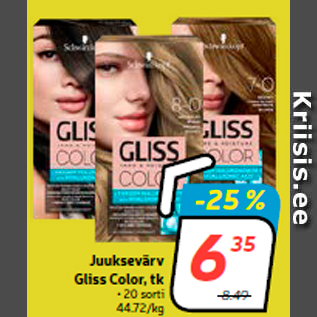 Allahindlus - Juuksevärv Gliss Color, tk