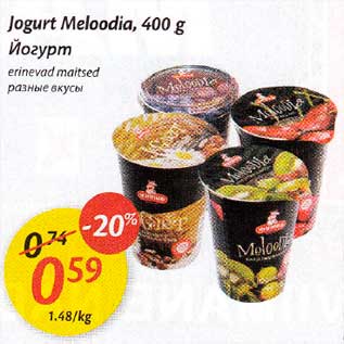 Allahindlus - Jogurt Meloodia,400 g erinevad maitsed