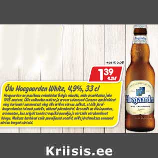 Allahindlus - Õlu Hoegaarden White,