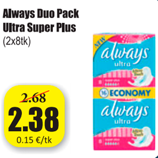 Allahindlus - Always Duo Pask Ultra Super Plus