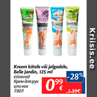 Allahindlus - Kreem kätele või jalgadele, Belle Jardin, 125 ml