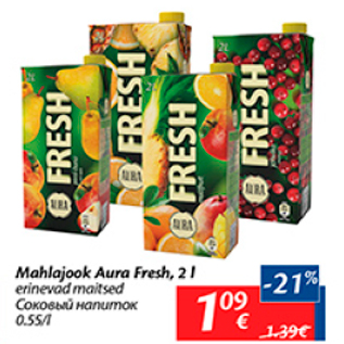 Allahindlus - Mahlajook Aura Fresh, 2l