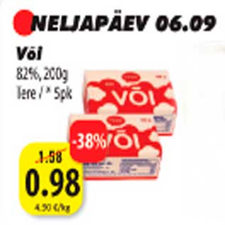 Allahindlus - Või 82%,200g tere/* 5pk