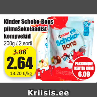 Allahindlus - Kinder Schoko-Bons piimašokolaadist kompvekid