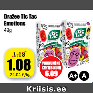 Allahindlus - Dražee Tic-Tac Emotions 49 g