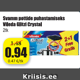 Allahindlus - Svamm pottide puhastamiseks Vileda Glitzi Crystal 2 tk