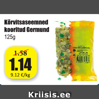 Allahindlus - Kõrvitsaseemned kooritud Germund 125 g