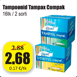 Allahindlus - Tampoonid Tampax Compak