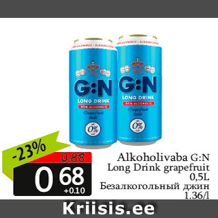 Allahindlus - Alkoholivaba G:N Long Drink grapefruit 0,5L