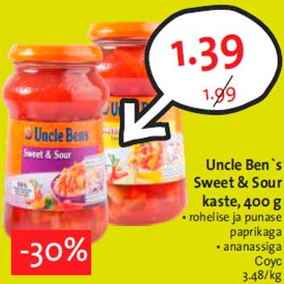 Allahindlus - Uncle Ben`s Sweet & Sour kaste, 400 g