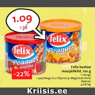 Allahindlus - Felix kaetud maapähklid, 120 g