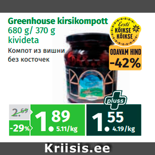 Allahindlus - Greenhouse kirsikompott