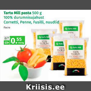 Allahindlus - Tartu Mill pasta 500 g