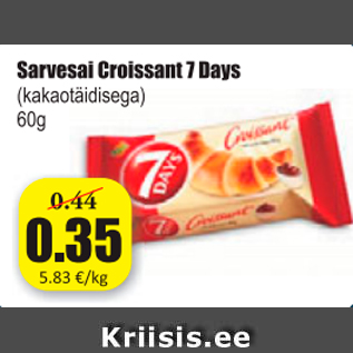 Allahindlus - Sarvesai Croissant 7 Days