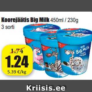 Allahindlus - Koorejäätis Big Milk