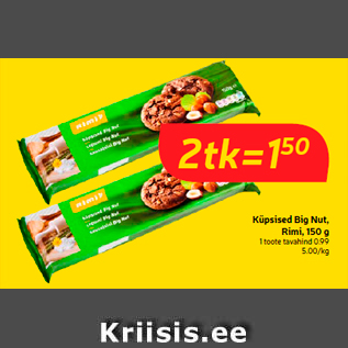 Allahindlus - Küpsised Big Nut, Rimi, 150 g