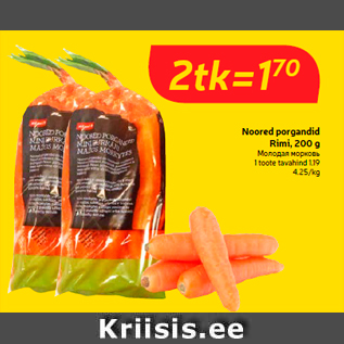 Allahindlus - Noored porgandid Rimi, 200 g