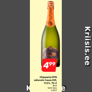 Allahindlus - Hispaania KPN vahuvein Cavas Hill, 11,5%, 70 cl