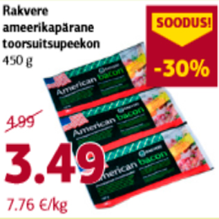 Allahindlus - Rakvere ameerikapärane toorsuitsupeekon 450 g