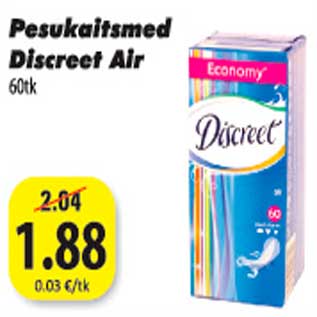 Allahindlus - Pesukaitsmed Discreet Air 60 tk