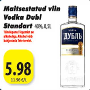 Allahindlus - Maitsestatud viin Vodka Dubl Standart 40%, 0,5l