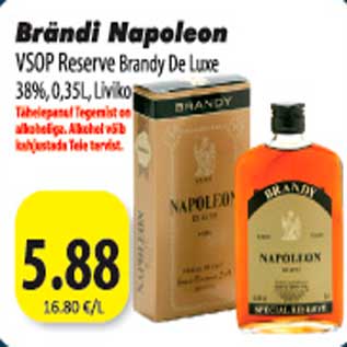 Allahindlus - Brändi Napoleon 38%,0,35L Liviko