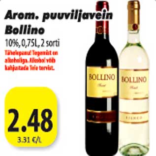 Allahindlus - Arom. puuviljavein Bollino 10%, 0,75 L, 2 sorti