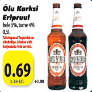 Allahindlus - Õlu Karksi Eripruul hele 5%, tume 4% 0,5L