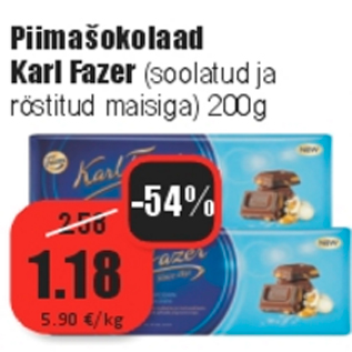 Allahindlus - Piimašokolaad Karl Fazer soolatud ja röstitud maisiga