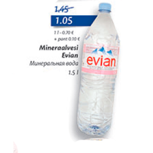 Allahindlus - Mineraalvesi Evian 1,5 l