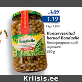 Allahindlus - Konserveeritud herned Bonduelle 660 g