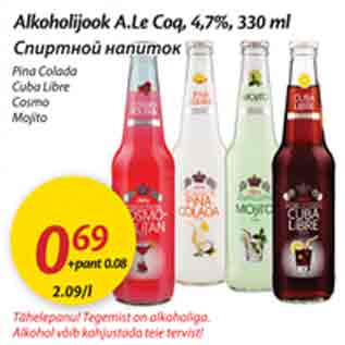 Allahindlus - Alkoholijook A.Le Cog,4,7%, 330 ml