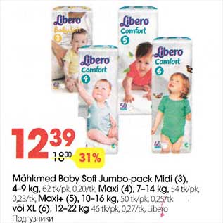 Allahindlus - Mähkmed Baby Soft Jumbo-pack