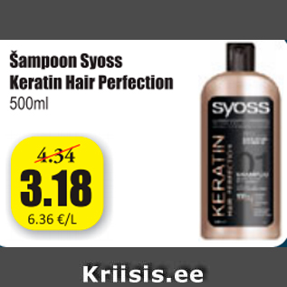 Allahindlus - Šampoon Syoss keratin Hair Perfection 500 ml