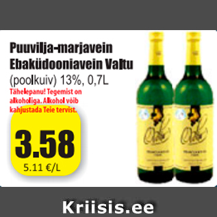 Allahindlus - Puuvilja-marjavein Ebaküdooniavein Valtu